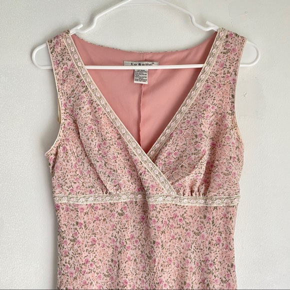 💫SOLD💫  y2k pink floral midi dress - Picture 2 of 5